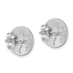 Sterling Silver Rhodium-Plated Textured Sand Dollar Post Earrings