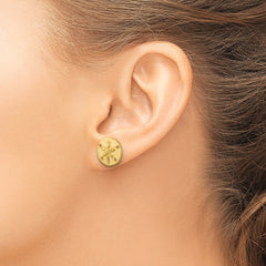 Sterling Silver Rhodium-plated Brushed and Polished Gold-tone Sand Dollar Post Earrings