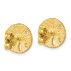 Sterling Silver Rhodium-plated Brushed and Polished Gold-tone Sand Dollar Post Earrings