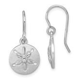 Sterling Silver Rhodium-plated Polished Sand Dollar Dangle Earrings