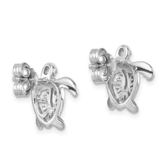 Sterling Silver Rhodium-Plated Polished Flower Back Turtle Post Earrings
