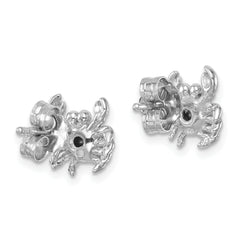 Sterling Silver Rhodium-plated Polished Blue Crystal Crab Post Earrings