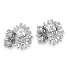 Sterling Silver Rhodium-Plated Polished Blue Crystal Sun Post Earrings