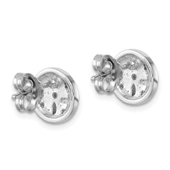 Sterling Silver Rhodium-Plated Textured Crystal Sand Dollar Post Earrings