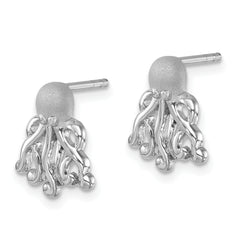Sterling Silver Rhodium-plated Polished Octopus Post Earrings