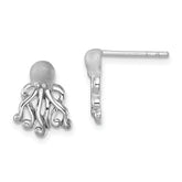 Sterling Silver Rhodium-plated Polished Octopus Post Earrings