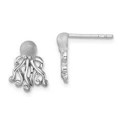 Sterling Silver Rhodium-plated Polished Octopus Post Earrings