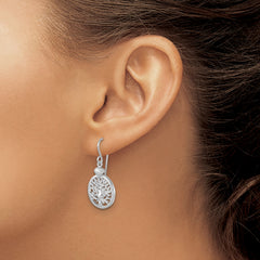 Sterling Silver Rhodium-plated Polished Starfish and Scallop Shell Reef Dangle Earring