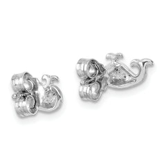 Sterling Silver Rhodium-Plated Polished Whale Post Earrings