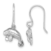 Sterling Silver Rhodium-Plated Manatee Dangle Earrings