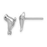 Sterling Silver Rhodium-plated Polished CZ Eye Sea Lion Post Earrings