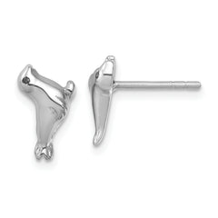 Sterling Silver Rhodium-plated Polished CZ Eye Sea Lion Post Earrings