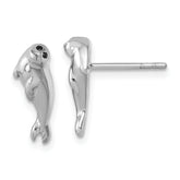 Sterling Silver Rhodium-plated Polished CZ Eye Harbor Seal Post Earrings