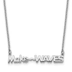 Sterling Silver Rhodium-Rhodium-Plated 'Make Waves' 16 inch with a 1.5 inch extention Necklace