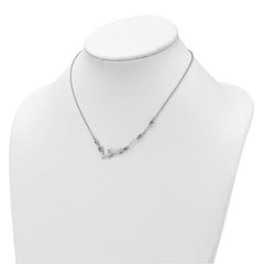 Sterling Silver Rhodium-Plated Polished Crystal Cayman Islands 16 inch with a 1 inch extention Necklace