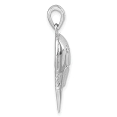 Sterling Silver Rhodium-plated Polished Horseshoe Crab Pendant