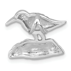 Sterling Silver Rhodium-plated Antiqued Sandpiper Chain Slide
