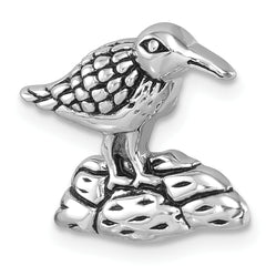 Sterling Silver Rhodium-plated Antiqued Sandpiper Chain Slide