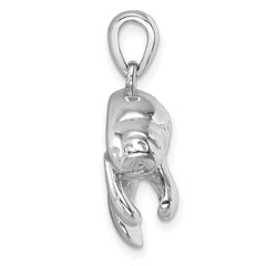Sterling Silver Rhodium-Plated Medium Manatee Pendant