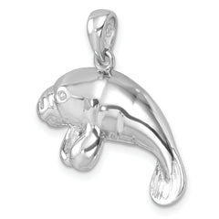 Sterling Silver Rhodium-Plated Medium Manatee Pendant