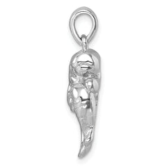 Sterling Silver Rhodium-plated Polished Manatee and Baby Pendant