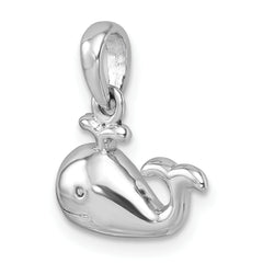 Sterling Silver Rhodium-Plated Polished Whale Pendant