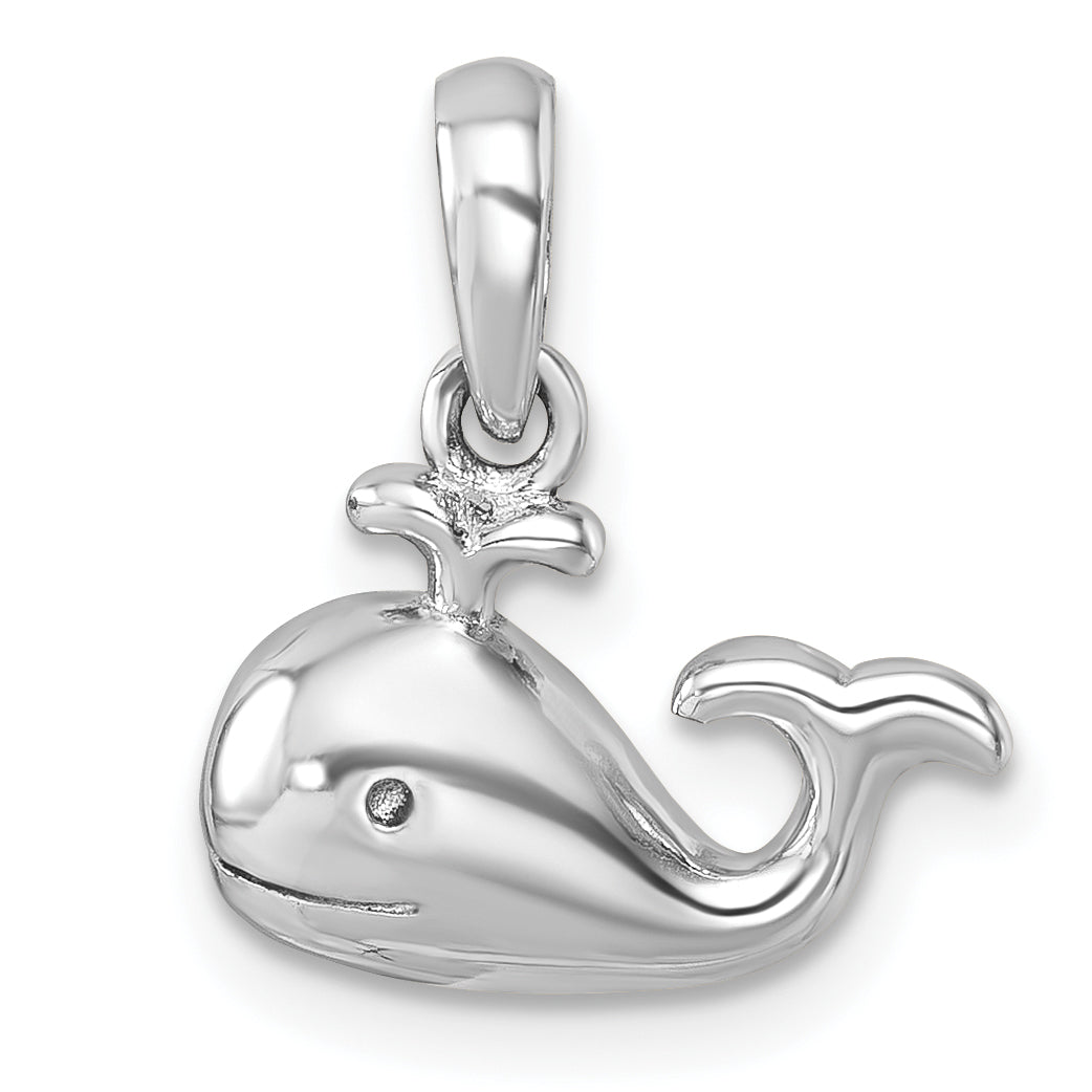 Sterling Silver Rhodium-Plated Polished Whale Pendant