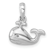 Sterling Silver Rhodium-Plated Polished Whale Pendant