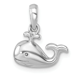 Sterling Silver Rhodium-Plated Polished Whale Pendant