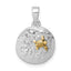 Sterling Silver Rhodium-plated Gold-tone Textured Turtle Crawling In The Sand Pendant