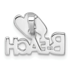 Sterling Silver Rh-Plated Polished Double Flipflop & 'Beach' Chain Slide