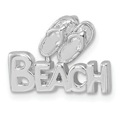 Sterling Silver Rh-Plated Polished Double Flipflop & 'Beach' Chain Slide
