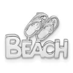 Sterling Silver Rh-Plated Polished Double Flipflop & 'Beach' Chain Slide