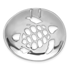 Sterling Silver Rhodium-Plated Polished and Textured Cutout Turtle Chain Slide