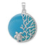 Blue Agate Turtle & Reef Pendant in Sterling Silver, 33mm - Sophia Jewelers