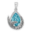 Sterling Silver Rhodium-Plated Polished & Antiqued Crystal Mermaid Tail Pendant