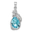 Mermaid Pendant in Sterling Silver with Blue Crystal, 31mm - Sophia Jewelers