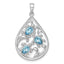 Triple Crystal Turtle Ocean Wave Pendant in Sterling Silver, 37mm - Sophia Jewelers