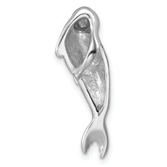 Sterling Silver Rhodium-plated Polished CZ Eye Harbor Seal Pendant