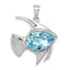 Crystal Angel Fish Pendant in Sterling Silver, 30mm - Sophia Jewelers
