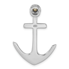 Sterling Silver Rhodium-Plated Polished Crystal Anchor Chain Slide