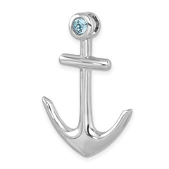 Sterling Silver Rhodium-Plated Polished Crystal Anchor Chain Slide