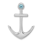 Sterling Silver Rhodium-Plated Polished Crystal Anchor Chain Slide