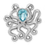 Octopus Slide Pendant in Sterling Silver with Blue Crystal, 29mm - Sophia Jewelers