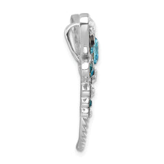 Sterling Silver Rhodium-plated Polished Crystal Inlay Dragonfly Chain Slide