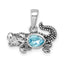 Sterling Silver Rhodium-plated Antiqued Crystal Inlay Alligator Pendant