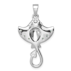 Sterling Silver Rhodium-plated Polished CZ Sting Ray Pendant