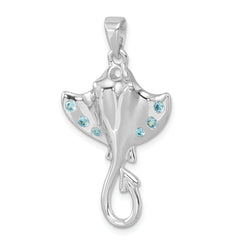 Sterling Silver Rhodium-plated Polished CZ Sting Ray Pendant