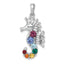 Multi-Color Crystal Seahorse Pendant in Sterling Silver, 33mm - Sophia Jewelers