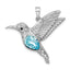 Blue Crystal Hummingbird Pendant in Sterling Silver, 33mm - Sophia Jewelers